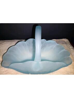 Mikasa Glass Basket Frosted Arctic Blue - Japan  Beautiful Classic Collectable